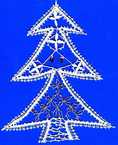 Klöppelbrief Fensterbild Weihnachtsbaum, Größe ca. H22 x B19,5 cm